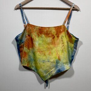 Wearever Women's Tie Dye Bandeau handkerchief  Tank Top sz XL Festival Boho Y2K